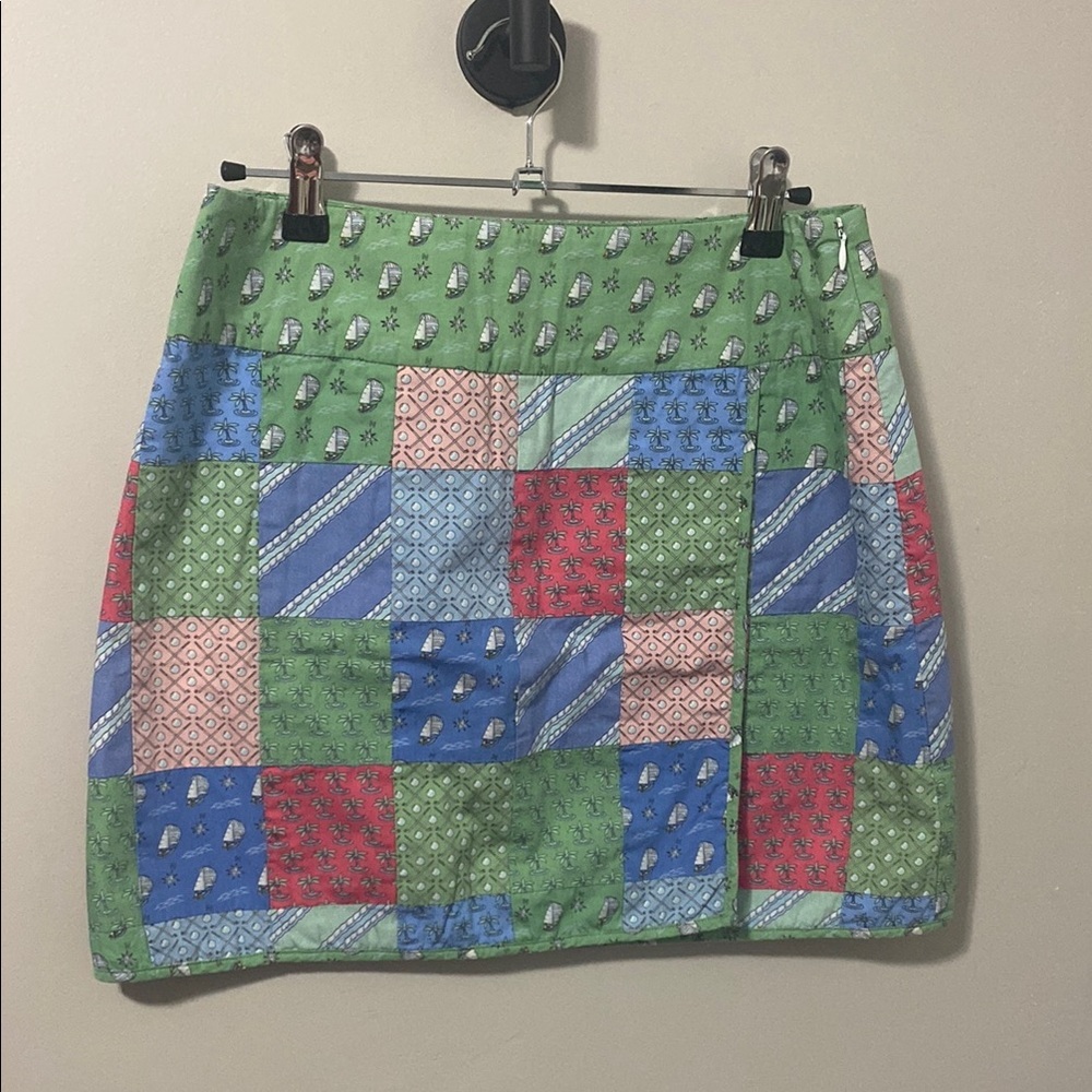 Vineyard Vines Green and Pink Patchwork Mini Skirt